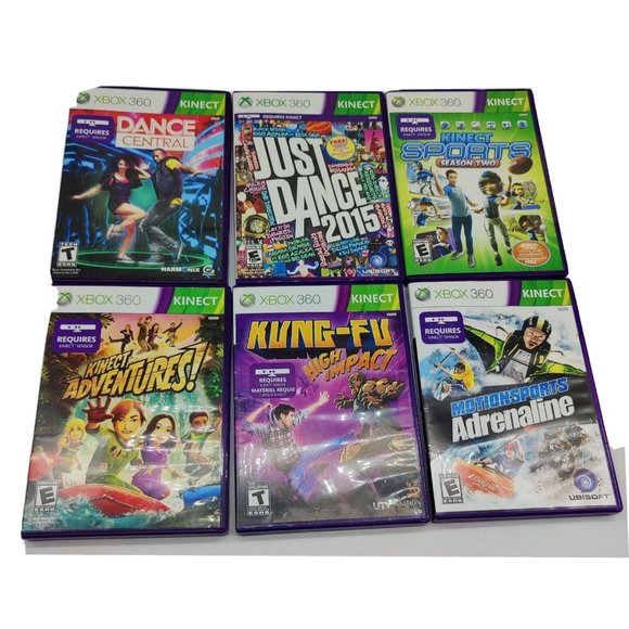 Lot 6 UntestedXBOX 360 Kinect Games & Manuals Adventures, Just Dance, Sports
